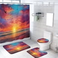thumbnail image 1 of Beach 4 Piece Shower Curtain Sets Seaside Sunset Ocean Waves Blue Sky Seagull Coastal Waterproof Fabric Cloth Bath Curtain, Non-Slip Bathroom Rugs Bath Mats, 72x72 Inch, 1 of 4