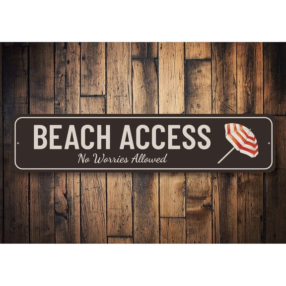 Beach Access Novelty Sign, Metal Wall Decor - 4x18 inches