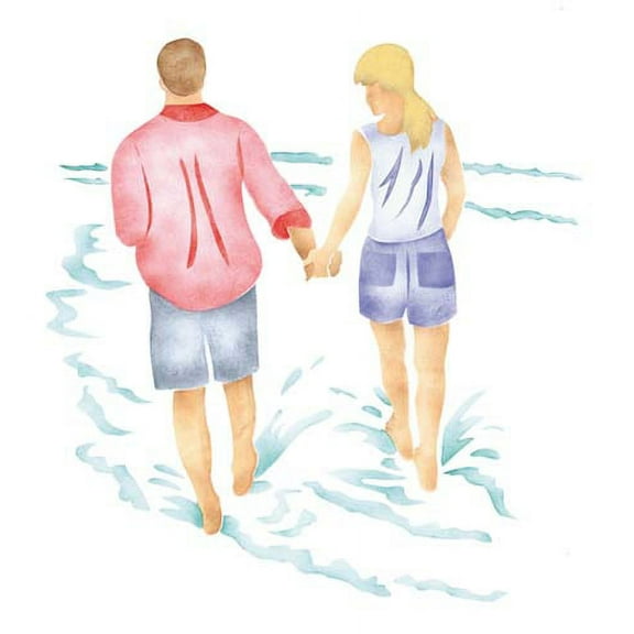 Beach Adult Couple Wall Stencil SKU #2965 by Designer Stencils