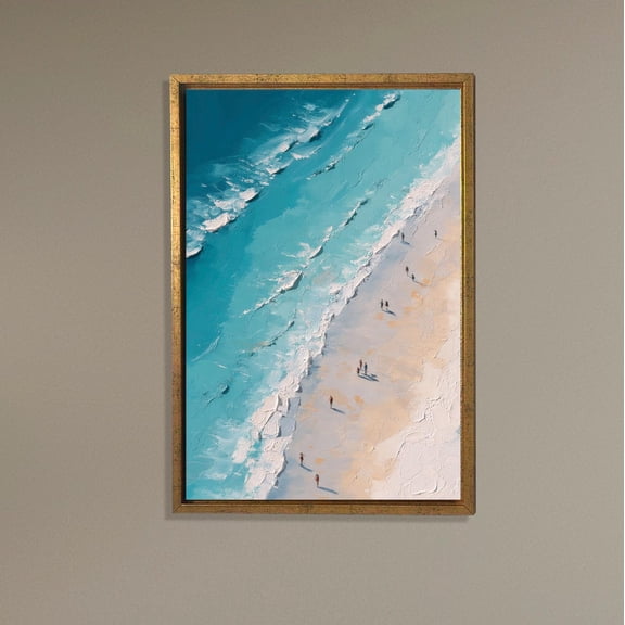 Beach Aerial Wall Art, Coastal Shoreline, Summer Ocean View poster, Seaside Texture Decor, Vertical Beach Scene Poster Unframed Paper Print