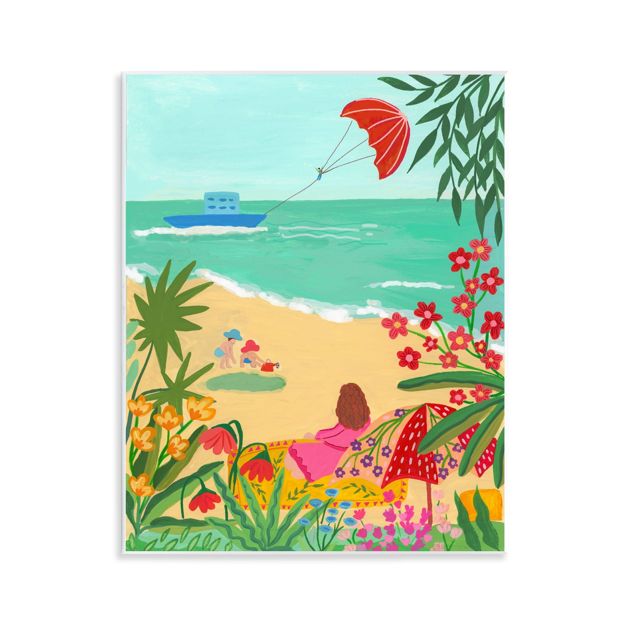 Beach And Flowers View Wall Plaque Art, design by Nabeela Rumi