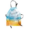 thumbnail image 1 of Beach Apron Abstract Blurry Palm Tree Sunny Seashore Relaxing Seasonal Illustration, Unisex Kitchen Bib Apron with Adjustable Neck for Cooking Baking Gardening, Pale Blue and Marigold, by Ambesonne, 1 of 3