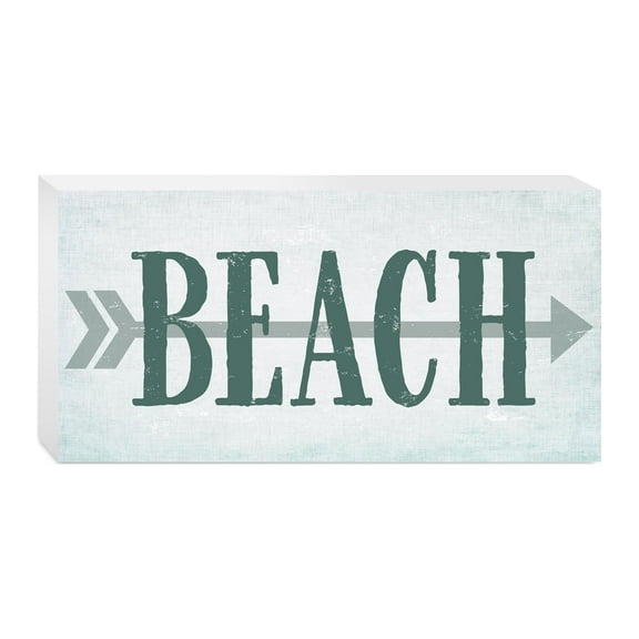 Beach Aqua Green Arrow 10 x 5 Wood Tabletop Sign Plaque