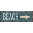 thumbnail image 1 of Beach Arrow Beach Style Wood Look Sign Gift Green 6x18 Metal Decor 206180086069, 1 of 1
