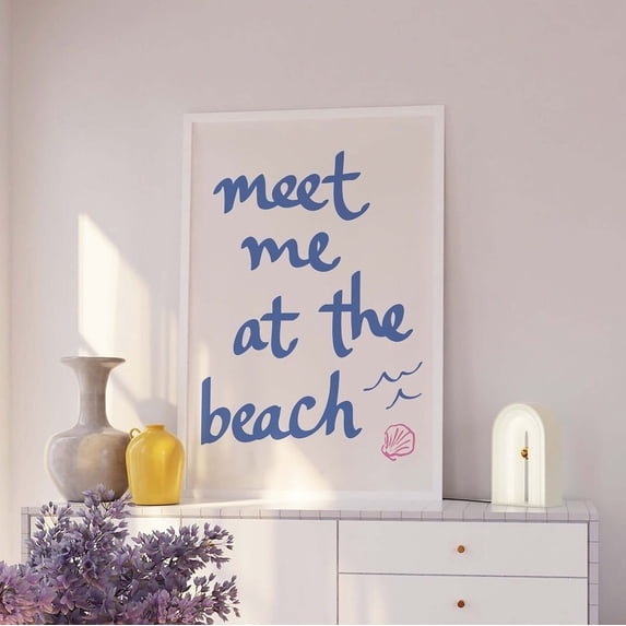 Beach Art Design3 Poster Cute Summer Girly Wall Trendy House Decor Coastal Design3 Poster, Stretched Size 16x24