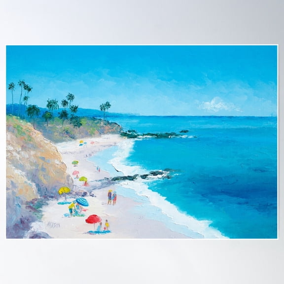 Beach Art - Laguna Beach Poster Wall Art, Modern Wall Decor For Living Room Bedroom, 8x12 UNFRAMED