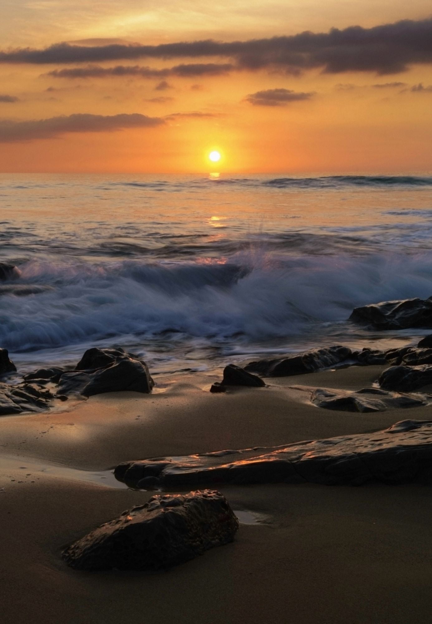 Beach At Dusk Costa De La LuzCadizAndalusiaSpain Canvas Art - Ben Welsh Design Pics (24 x 36)