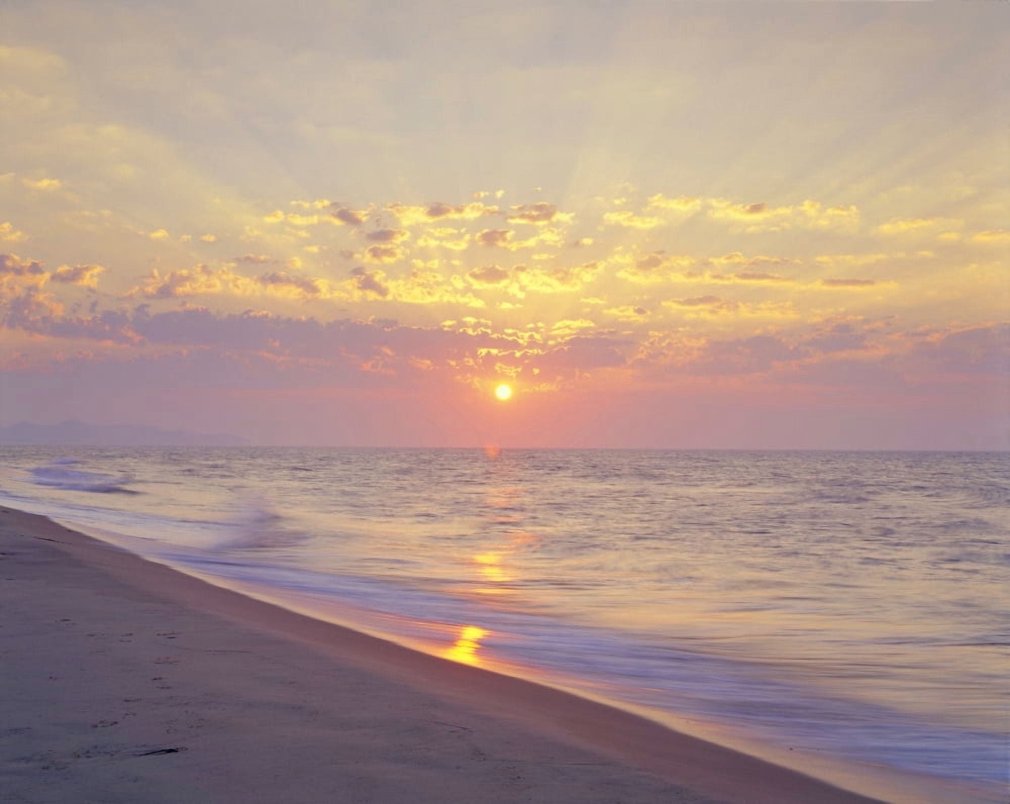 Beach At Sunrise Iles-De-La-Madeleine Quebec Canvas Art - Yves Marcoux Design Pics (36 x 28)