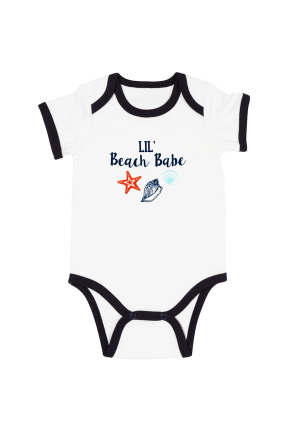 Beach Babe - 12-24 Months Blue Trimmed Bodysuit