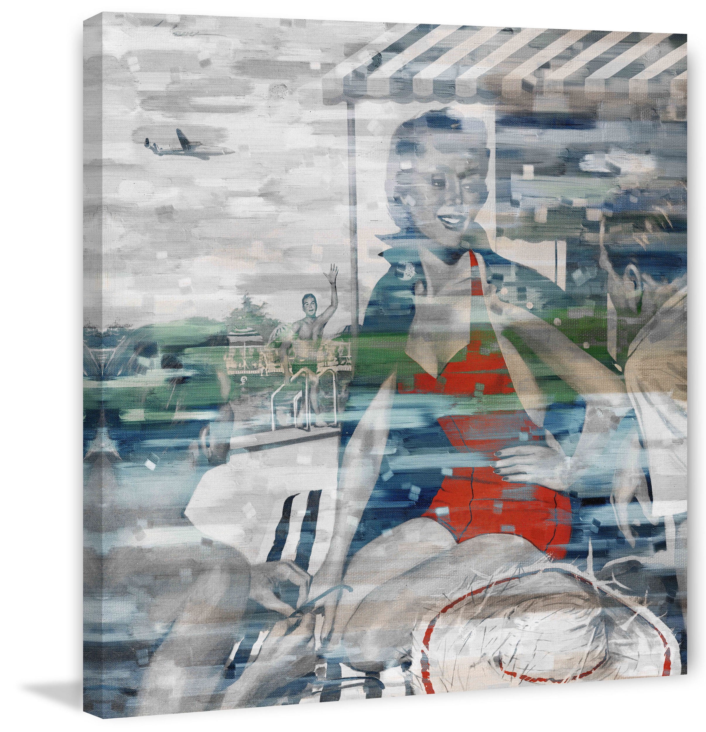 Gray and Red Canvas Art Print, 40" x 40"