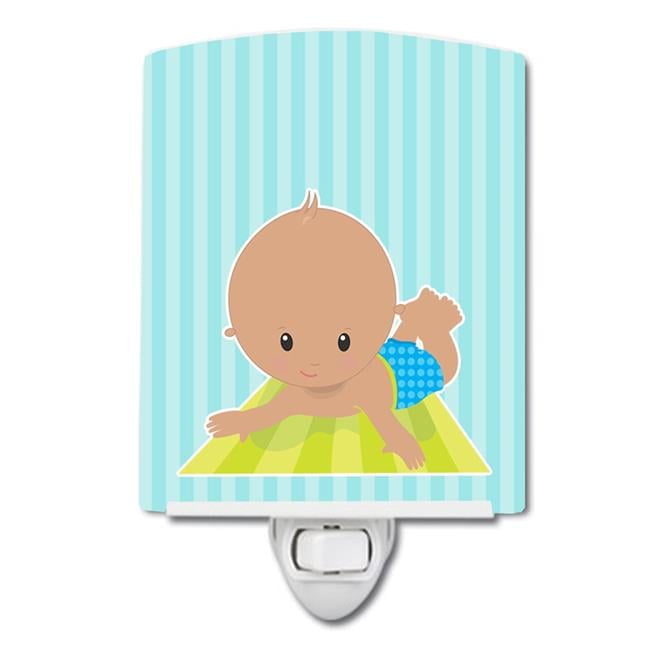 Beach Baby Boy on mat Ceramic Night Light