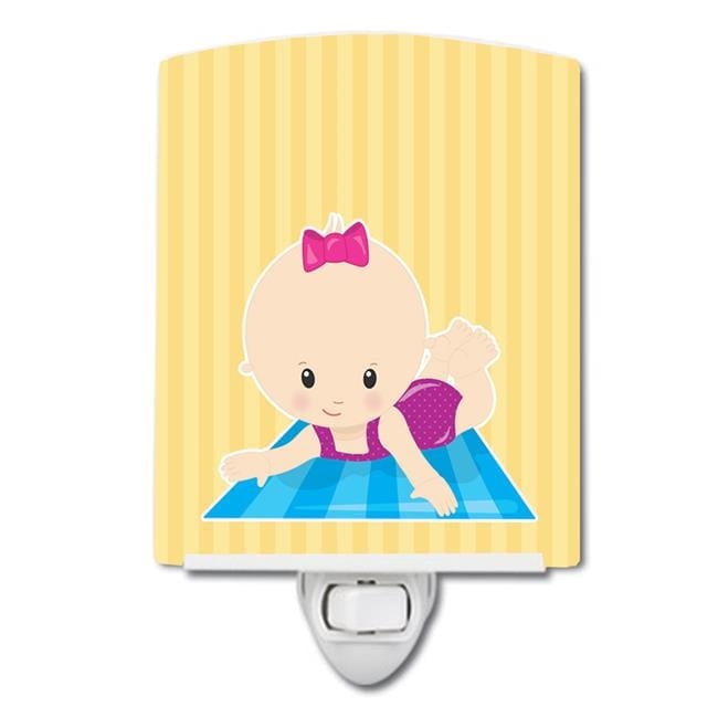 Beach Baby Girl on Mat Ceramic Night Light