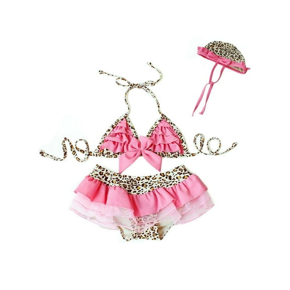 Beach Baby Pinky Leopard Ruffled 3-pc Swimsuit Set (4-5 Years)
