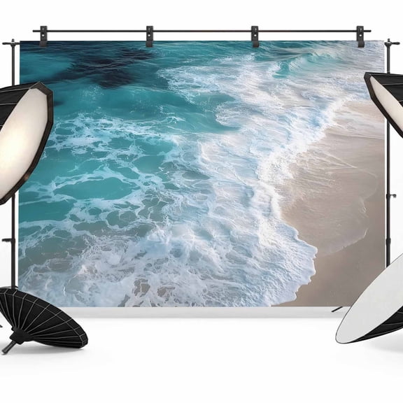 Beach Backdrop for Photography, Ocean Scenery Modern Minimalist Photo Backdrop Portrait Background Party Banner Photo Backgrounds for Studio Booth Props, 7x5ft