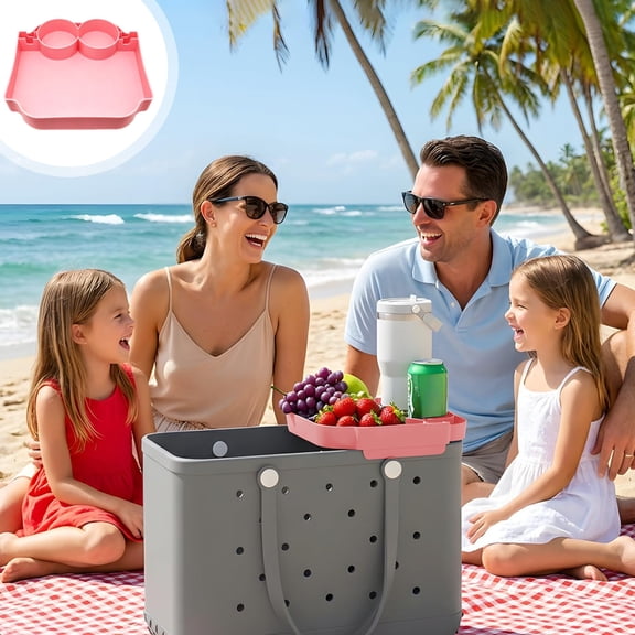 Beach Bag Accessory Tray, 7 Colors Multi-Slot Storage Organizer With Cup Holders, Clip-On Portable Tray for Outdoor Picnic Camping Pool Parties for Beach Tote Bags Adults