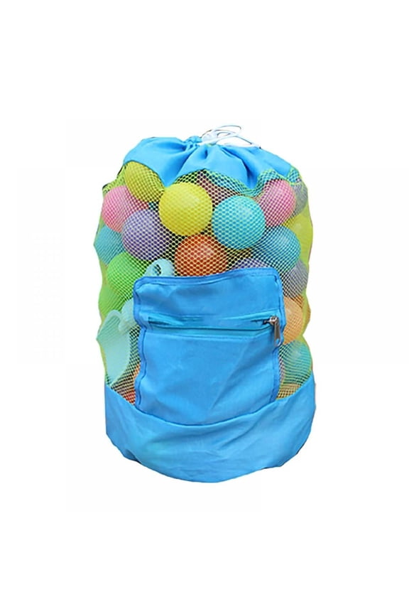 Beach Bag,Extra Large Mesh Beach Backpack Durable Adjustable Shoulder Strap Bag Beach Toys Drawstring Storage Bag for Swimming,Gym,Toys Not Included (Blue)