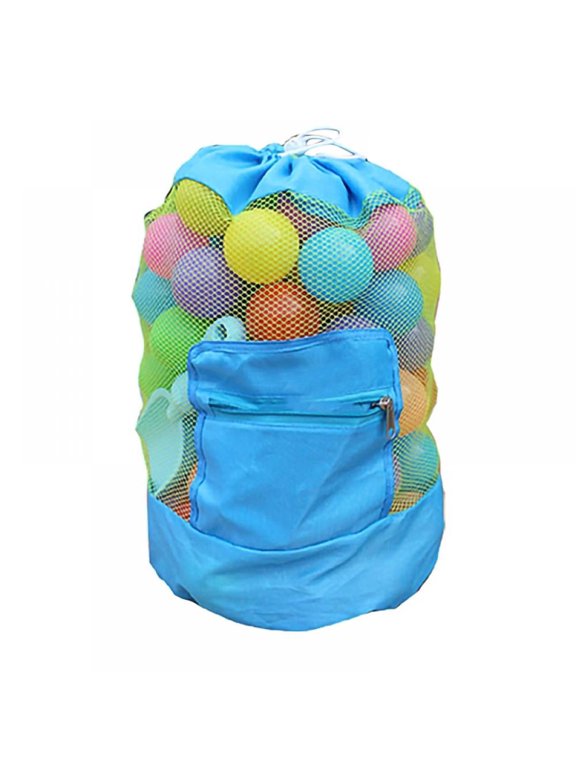Beach Bag,Extra Large Mesh Beach Backpack Durable Adjustable Shoulder Strap Bag Beach Toys Drawstring Storage Bag for Swimming,Gym,Toys Not Included (Blue)