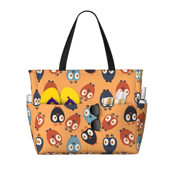 Beach Bag For Women, Abstract Owl Cute Beach Tote Bag Swim Pool Bag Large Tote With Pockets For Workout.