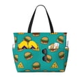 thumbnail image 1 of Beach Bag For Women, Cute Hamburger Light Blue Beach Tote Bag Swim Pool Bag Large Tote With Pockets For Workout., 1 of 2
