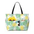 thumbnail image 1 of Beach Bag For Women, Cute Pineapple Green Leaves Flower Beach Tote Bag Swim Pool Bag Large Tote With Pockets For Workout., 1 of 2