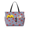 thumbnail image 1 of Beach Bag For Women, Starfish Navy Blue Stripe Beach Tote Bag Swim Pool Bag Large Tote With Pockets For Workout., 1 of 2