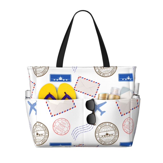 Beach Bag For Women, Travel Envelope Pattern Beach Tote Bag Swim Pool Bag Large Tote With Pockets For Workout.