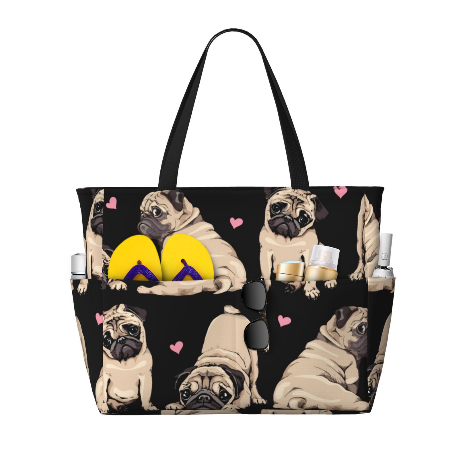 French Bulldog Beach Tote Bag - Natural Canvas, Reusable Shopping Bag, 2 Sizes, Durable & Washable - View #8
