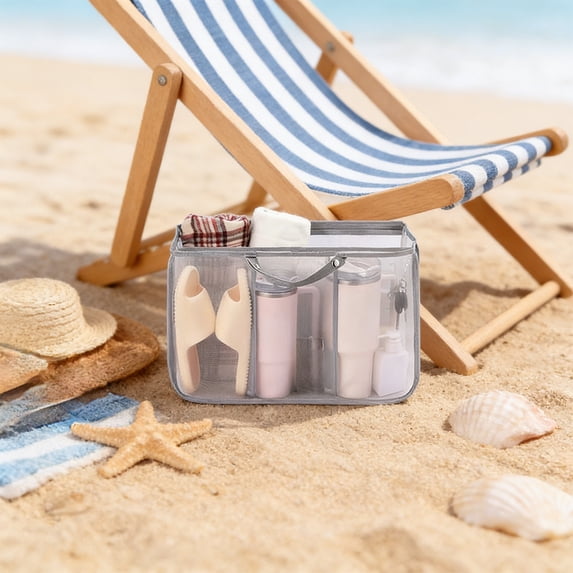 Beach Bag Insert, Mesh Hollow Storage Organizer Pouch, Multi-Use Inner Bag Separator, Lightweight Net Bag for Beach Tote, Travel, Cosmetics, Toys & Daily Essentials