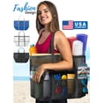 thumbnail image 1 of Beach Bag, Mesh Tote Bag 16.5x8.5x15 w/ 10 Compartments, Pool Tote w/ Inner Zipper Closure for Valuables, Large Vacation Bag by LavaPop, 1 of 8