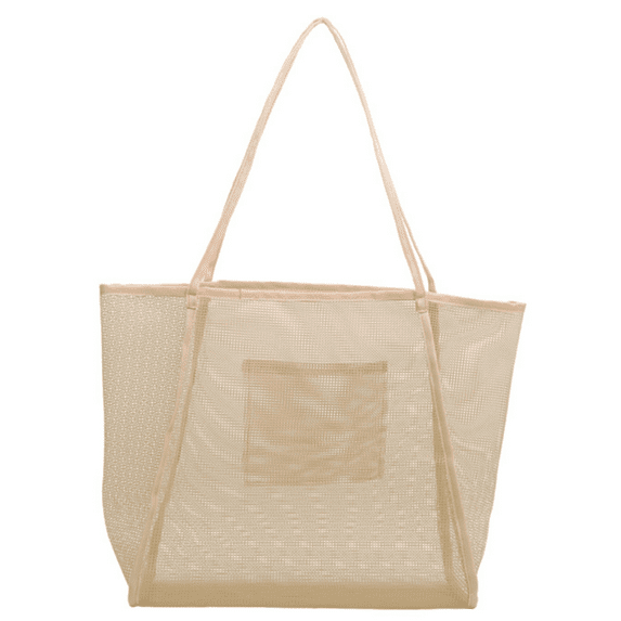 Mesh Beach Bag, Casual Tote Bag, Foldable Women Shoulder Bag For Beach Pool Picnic Vacation, Brown