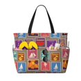 thumbnail image 1 of Beach Bag - Sumer Stamp Pattern Large Beach Tote Bag, Beach Bags For Women With Zipper Beach Essentials, Swim Pool Bag Large Tote, 1 of 7