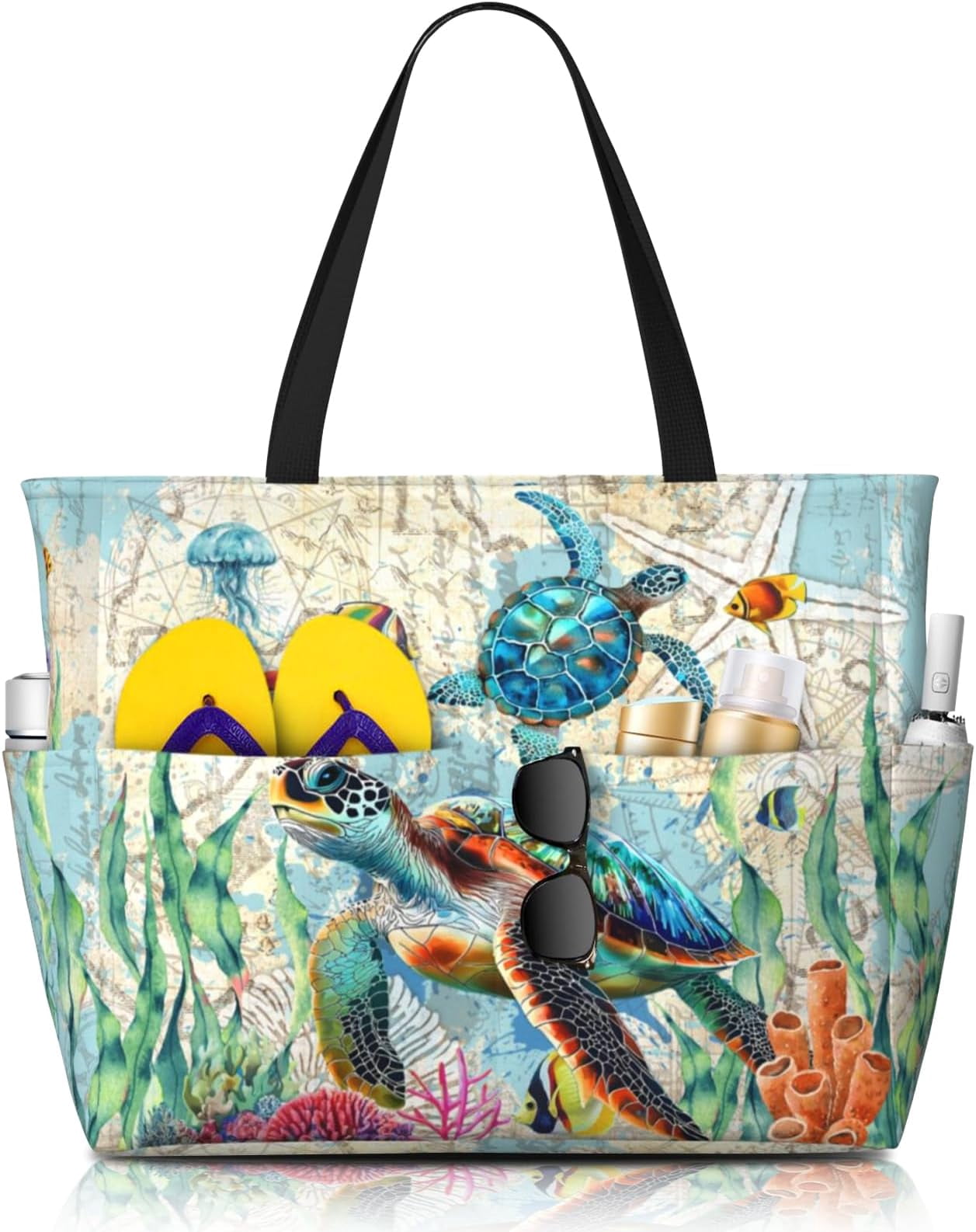 Beach Bag Tote Bags Sandproof for Women Large Beach Tote Bag Foldable ...