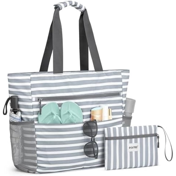 Beach Bag, Waterproof Sandproof Beach Tote Bag, Large Capacity Foldable for Women