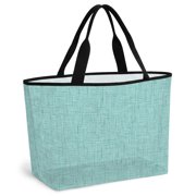 Beach Bag for Women Aqua Linen Texture Mesh Tote Bag Grain Solid Color Sandproof Lightweight Travel Bags for Pool Handbag Travel Swim Picnic Shower Gym Vocation