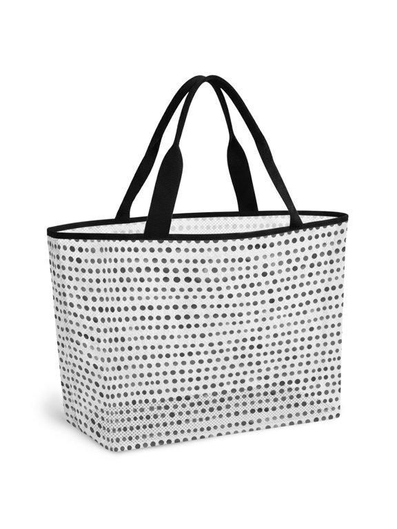 Beach Bag for Women Ash Micro Dots Mesh Tote Bag Modern Abstract Linear Rows Sandproof Lightweight Travel Bags for Pool Handbag Travel Swim Picnic Shower Gym Vocation