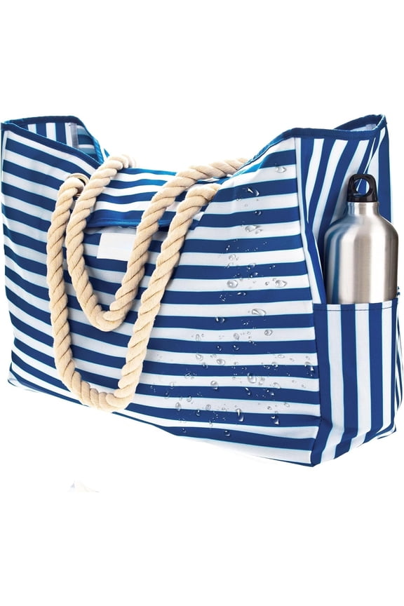 Beach Bag and Pool Bag Has Airtight Pouch, Snap Closure. Beach Tote is Water Resistant. Family Size
