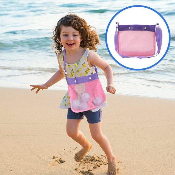 Beach Bag for Kids Beach Mesh Bag Reusable Mesh Bags Toy Organizer Bags Small Mesh Bag Large Toy Storage Bags (Pink)