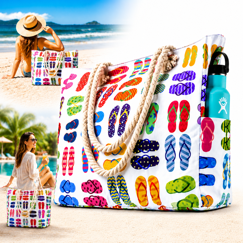 Beach Bag for Women - Large Beach Tote Bag, Waterproof Sandproof Beach Bag with Zipper, Large Swim Pool Beach Tote