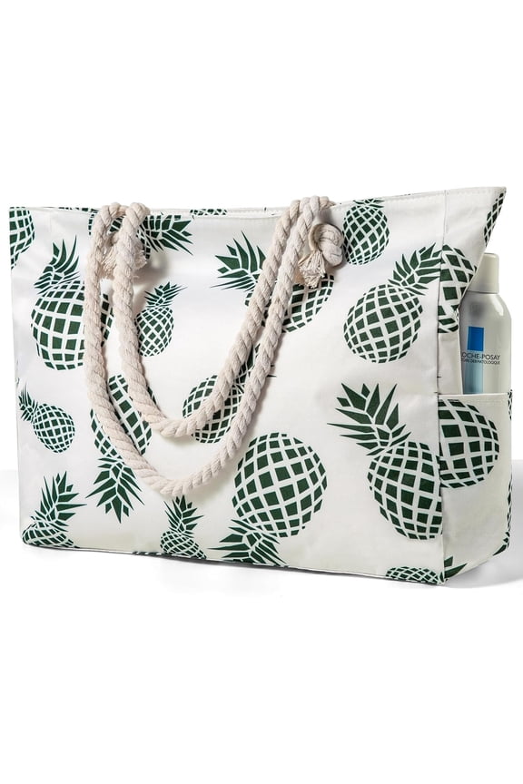 Beach Bag for Women - Large Beach Tote Bag, Waterproof Sandproof Beach Bag with Zipper, Large Swim Pool Beach Tote