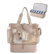 Beach Bag for Women, Mesh Tote Bags with Zipper, Sandproof Vacation Essentials with Cooler for Swim Cruise Pool