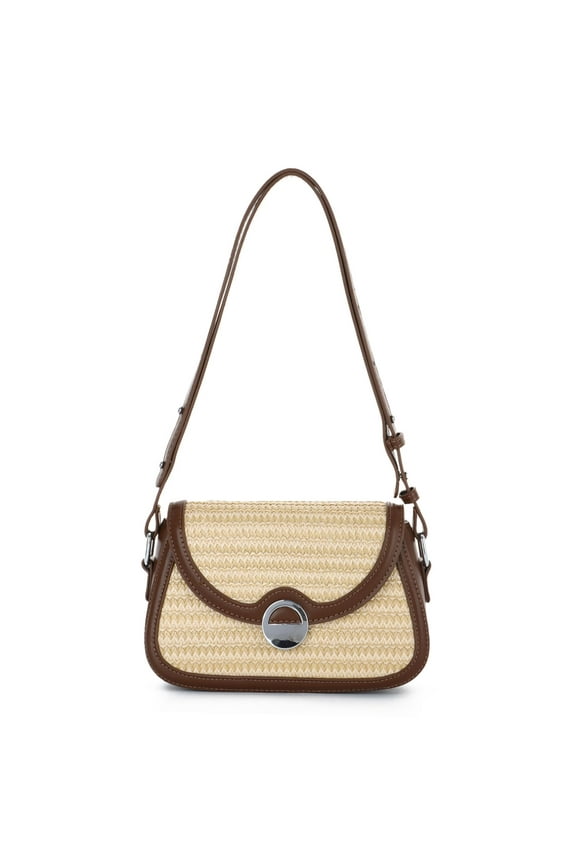 Beach Bag for Women Summer Purse Woven Vacation Handbags Leather Wicker Crossbody Bag for Spring 2025