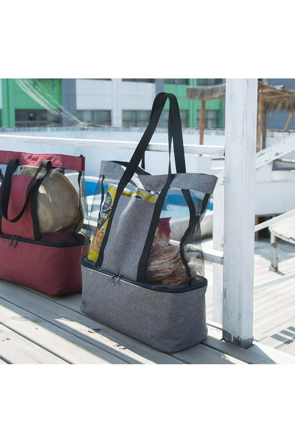 Beach Bag for Women with Cooler Compartment, Beach Gifts for Lady, Mesh Swimming Pool Bags Lunch Work Tote