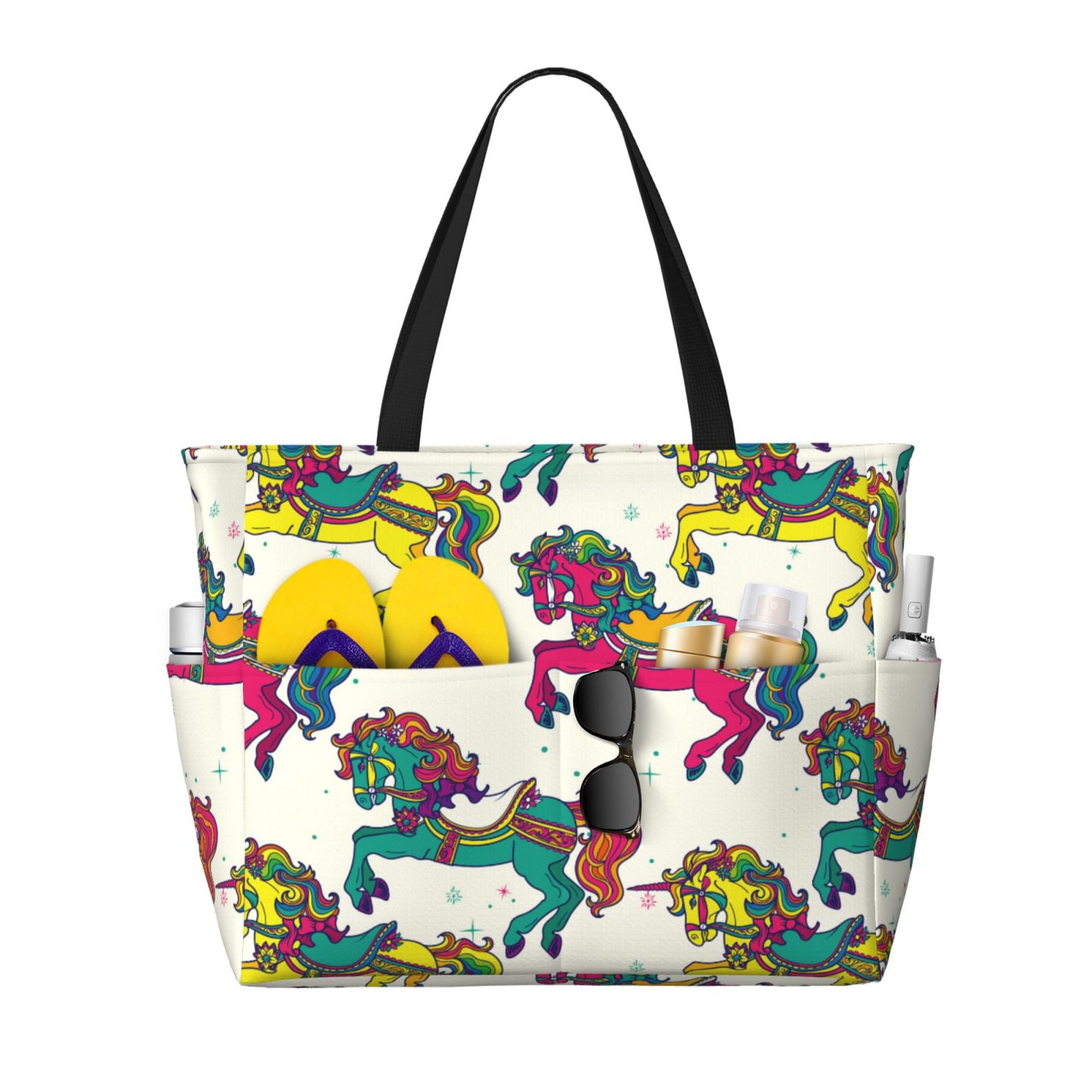 Horse Lovers Christmas Tote Bag - Reusable Grocery Bag With Horse Design, 15x13 Inch - View #7