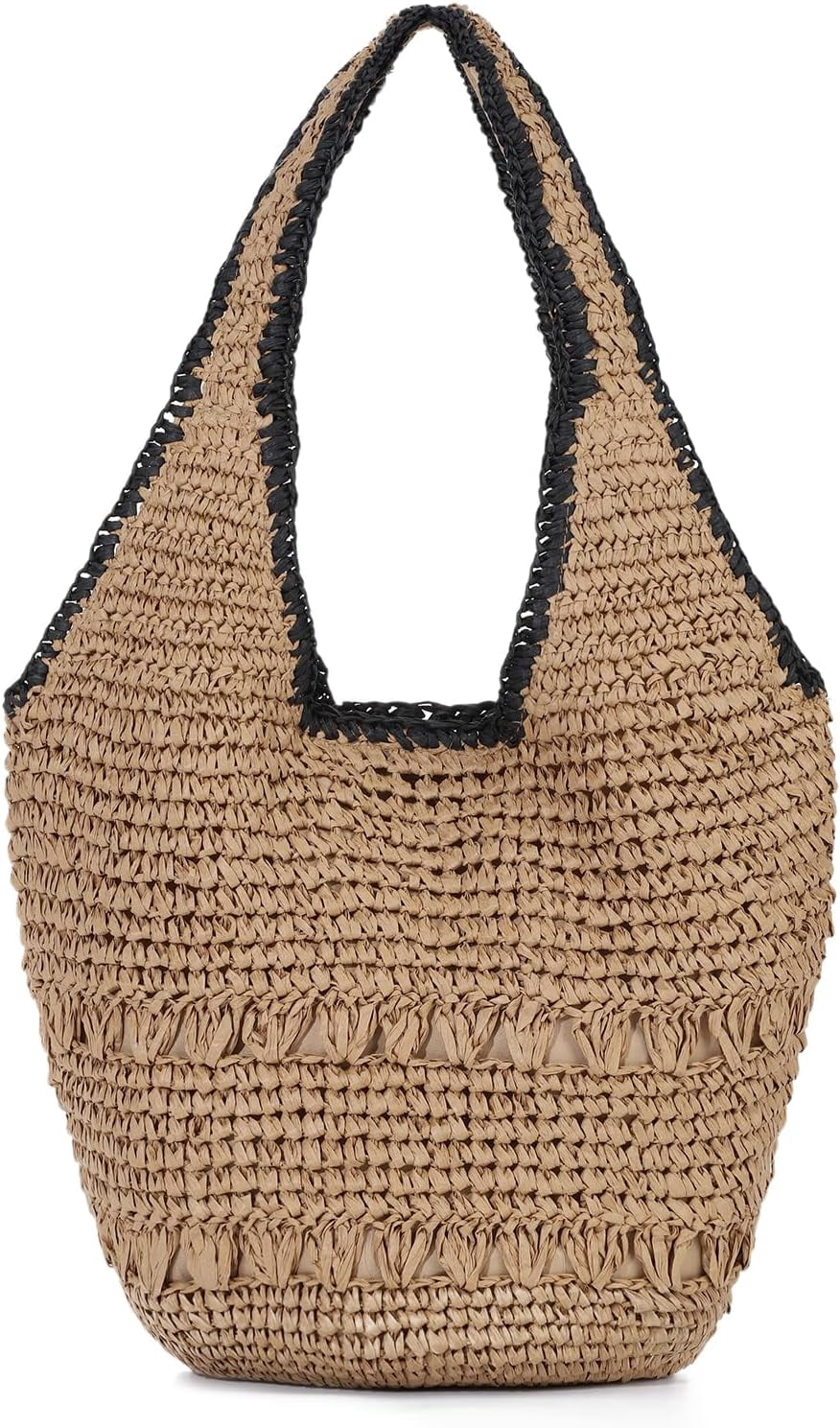 Beach Bags for Women Woven Summer Purses 2026 | Crochet Straw Bags, 13.8" Large Capacity, Tote with Magnetic/Zipper, Boho Handbag, Spring Summer, Vacation Purse