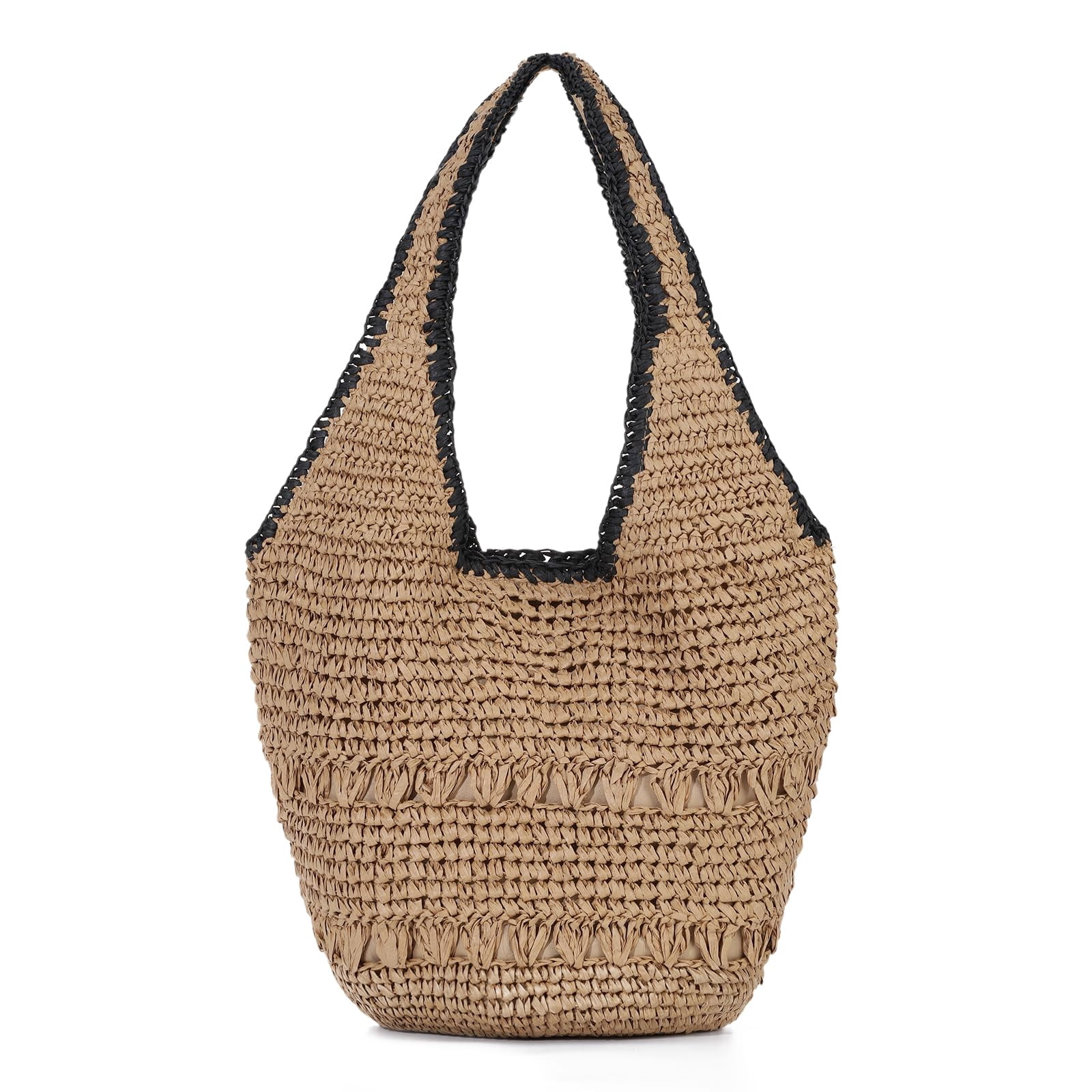 Beach Bags for Women Woven Summer Purses 2026 | Crochet Straw Bags, 13.8" Large Capacity, Tote with Magnetic/Zipper, Boho Handbag, Spring Summer, Vacation Purse