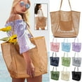 thumbnail image 1 of Beach Bags for Women, Foldable Mesh Tote Bag with Mini Pocket, Womens Shoulder Handbag for Travel Beach Essentials, 1 of 8