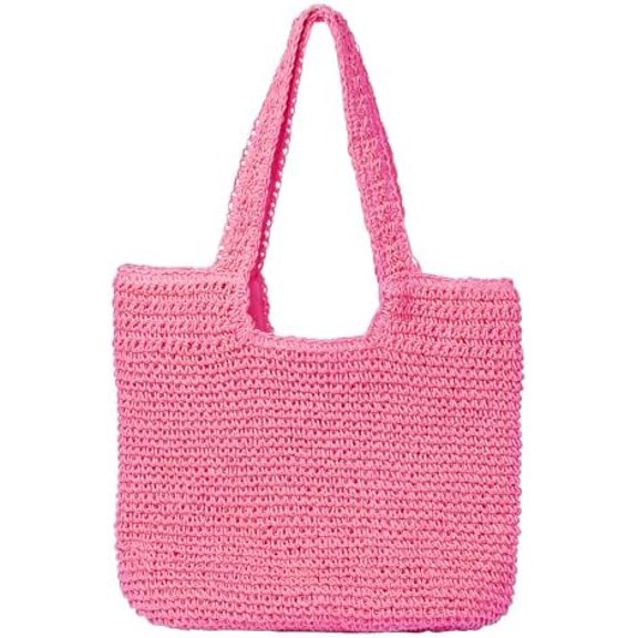 Beach Bags for Women - Summer Soft Large Woven Shoulder Purse Handbag, Beach Tote Straw Bag for Summer Vacation