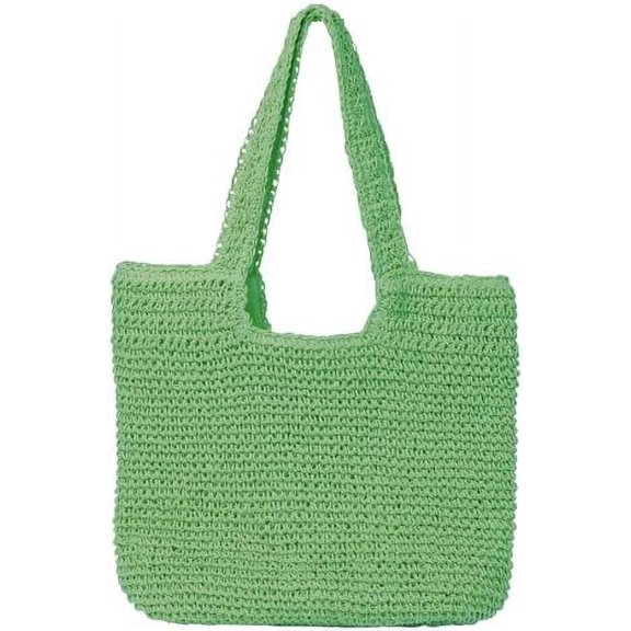 Beach Bags for Women - Summer Soft Large Woven Shoulder Purse Handbag, Beach Tote Straw Bag for Summer Vacation