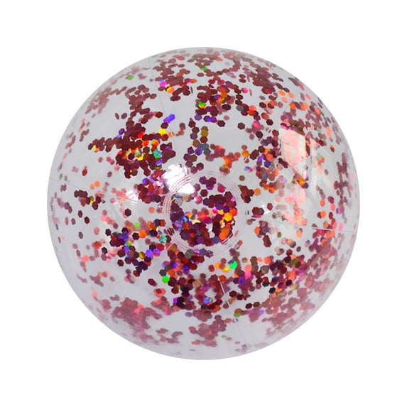 Beach Ball, 16Inch Inflatable Glitter Swimming Pool Balls for Beach Party Favor, Transparent PVC Inflatable Beach Ball Elastic Beach Ball Confetti Ball Pool Beach Outdoor Toys Rose Gold