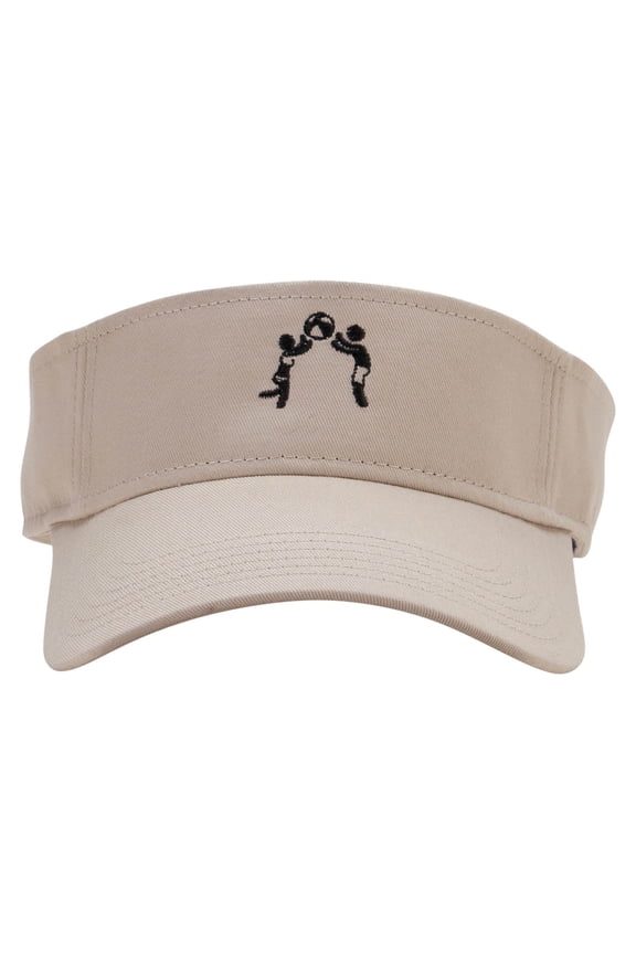 Beach Ball Fun Embroidered Cotton Twill Sun Visor - Khaki OSFM